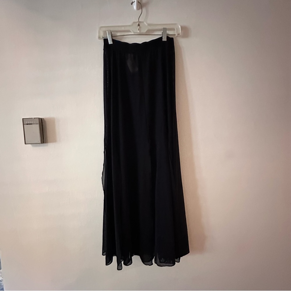 Sheer Black Lingerie Midi Skirt for Women